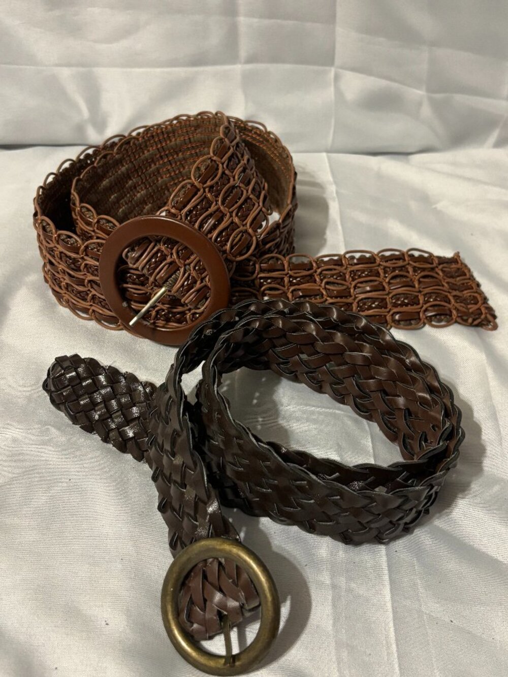 Set of 2 Brown Woven / Braided Belts